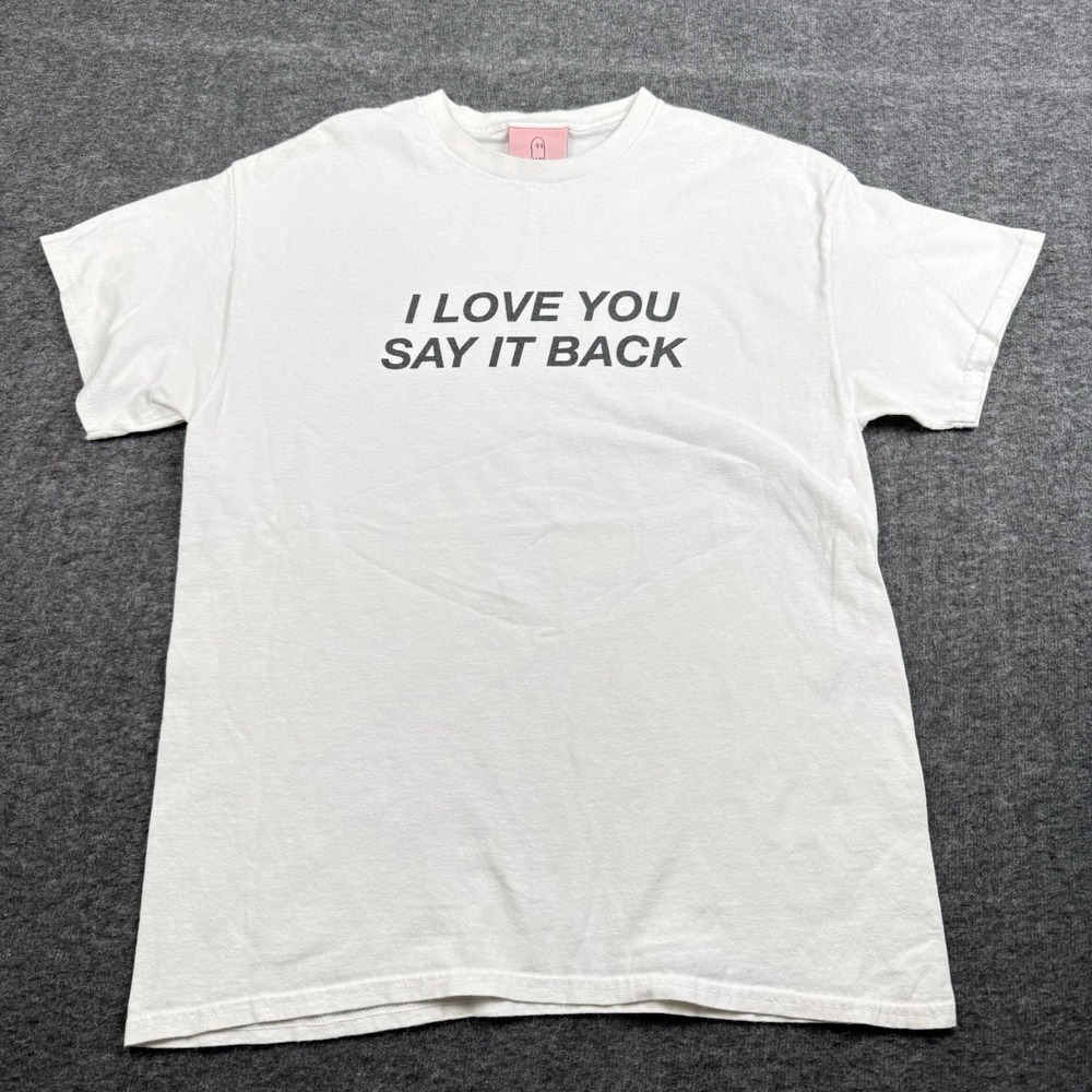 Lonely Ghost Shirt Womens Small I Love You Say It Back White T-shirt Distressed